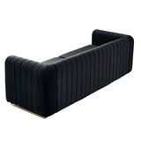 English Elm Contemporary Velvet Sofa Couch 84.25''W For Living Room, Black