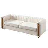 English Elm Contemporary Velvet Sofa Couch 84.25''W For Living Room, Beige