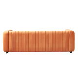 English Elm Contemporary Velvet Sofa Couch 84.25''W For Living Room, Orange