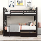 Hearth and Haven Twin Over Twin Wood Bunk Bed with Two Drawers LT000522AAP
