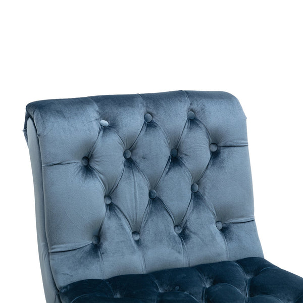 English Elm COOLMORE Velvet Armless Accent Chair with Solid Wood Frame Comfortable Upholstered Barrel Seat Light Blue W39550131