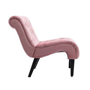 English Elm COOLMORE Velvet Armless Barrel Accent Chair with Solid Wood Frame, Plush Foam Upholstery, Stylish Living Room Seating Pink W39550123