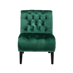 English Elm COOLMORE Velvet Armless Barrel Accent Chair with Solid Wood Frame, Plush Foam Upholstery, Stylish Living Room Seating Green W39550124