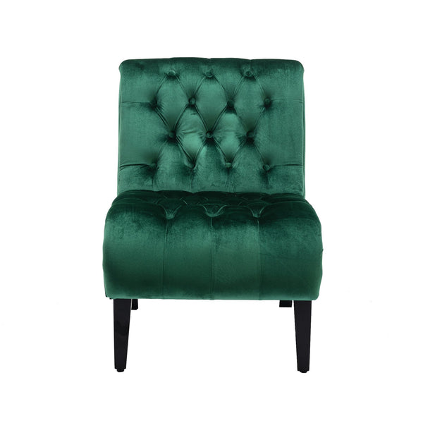 English Elm COOLMORE Velvet Armless Barrel Accent Chair with Solid Wood Frame, Plush Foam Upholstery, Stylish Living Room Seating Green W39550124