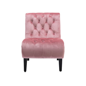 English Elm COOLMORE Velvet Armless Accent Chair with Solid Wood Frame, Curved Foam Seat for Stylish Comfort Pink W39550123