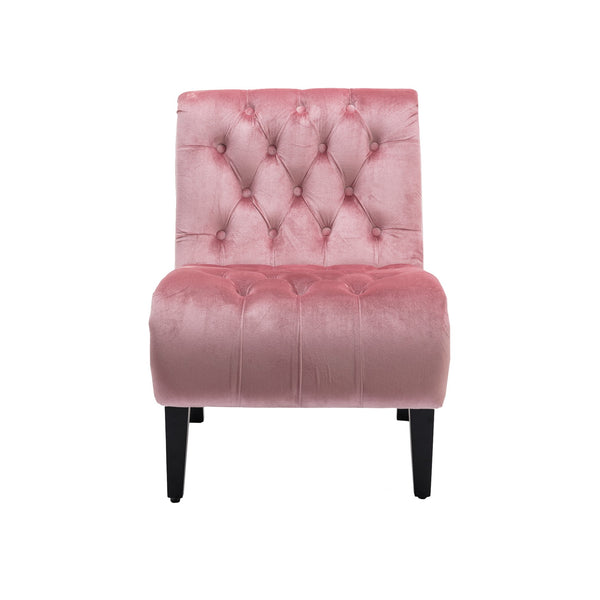 English Elm COOLMORE Velvet Armless Accent Chair with Solid Wood Frame, Curved Foam Seat for Stylish Comfort Pink W39550123