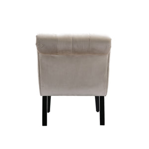 English Elm COOLMORE Velvet Armless Barrel Accent Chair with Solid Wood Frame, Plush Foam Upholstery, Stylish Living Room Seating Beige W39550129
