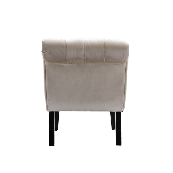 English Elm COOLMORE Velvet Armless Accent Chair with Solid Wood Frame, Curved Foam Seat for Stylish Comfort Beige W39550129