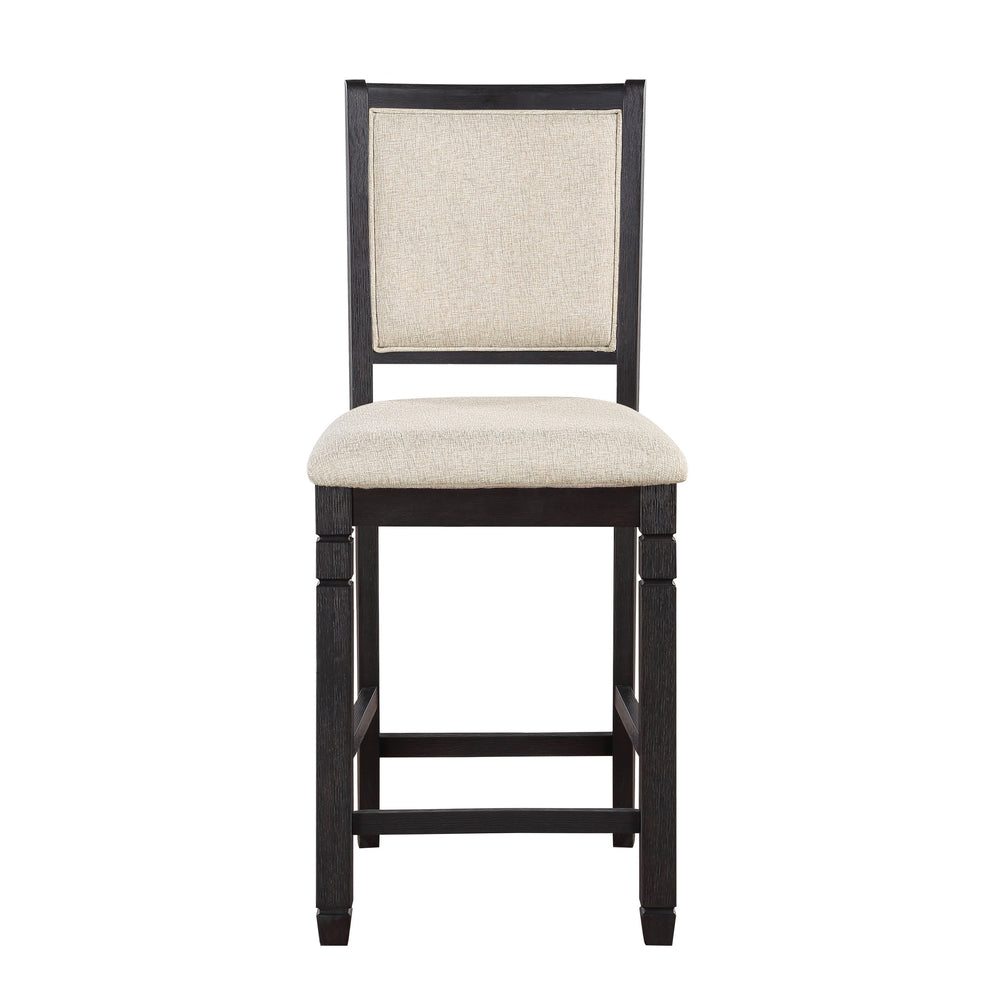 English Elm Beautiful Wooden Side Chairs Set of 2 with Beige Textured Fabric Seats, Antique Finish Dining Accent Chairs Black 44.25 L x 19.75 W x 13 H B01155796