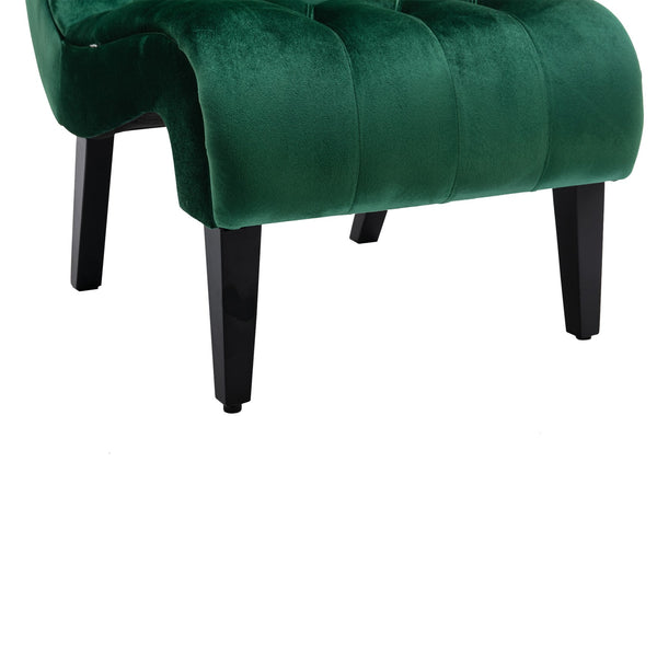 English Elm COOLMORE Velvet Armless Barrel Accent Chair with Solid Wood Frame, Plush Foam Upholstery, Stylish Living Room Seating Green W39550124