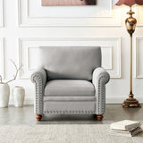 Grey Fabric Sofa Chair with Wood Legs - Sturdy, Comfortable, High Quality