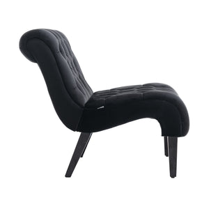 English Elm COOLMORE Velvet Armless Accent Chair with Solid Wood Frame, Curved Foam Seat for Stylish Comfort Black W39550128