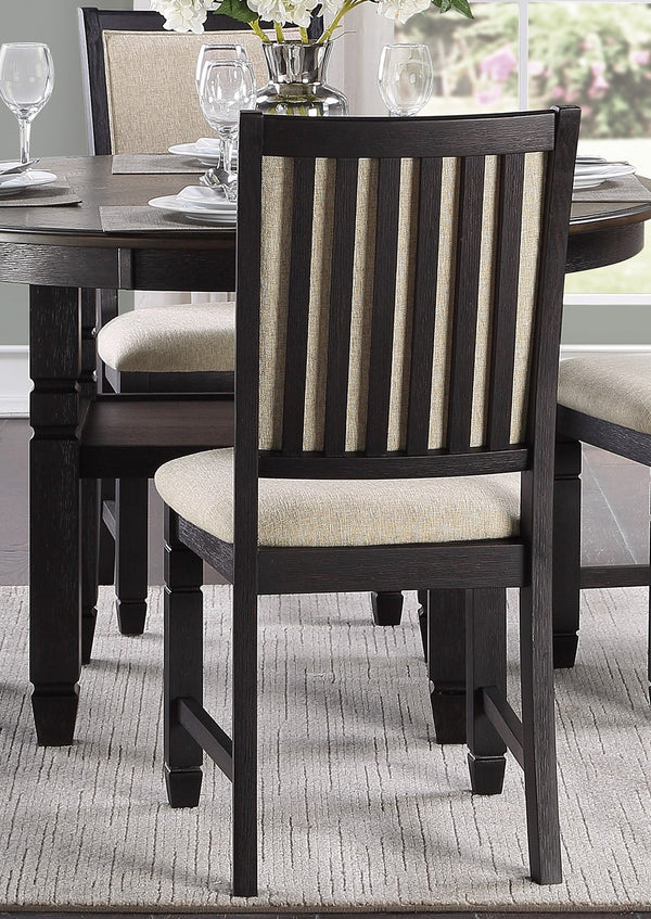 English Elm Beautiful Wooden Side Chairs Set of 2 with Beige Textured Fabric Seats, Antique Finish Dining Accent Chairs Black 41 L x 19.5 W x 13 H B01155795