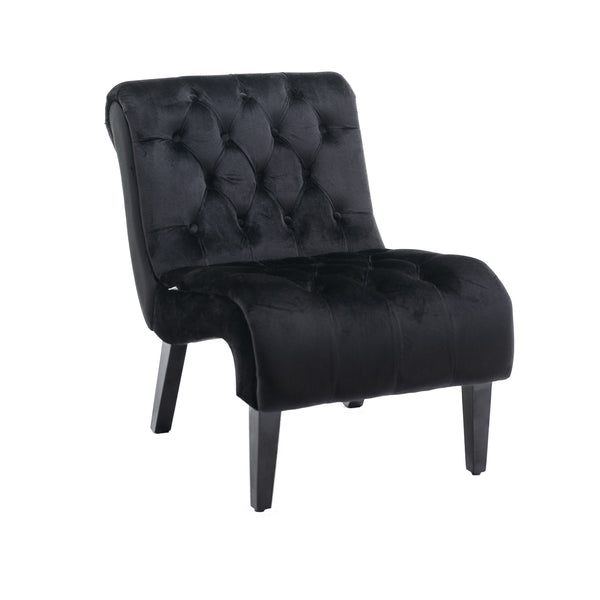 English Elm COOLMORE Velvet Armless Barrel Accent Chair with Solid Wood Frame, Plush Foam Upholstery, Stylish Living Room Seating Black W39550128