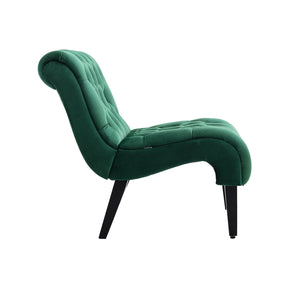 English Elm COOLMORE Velvet Armless Barrel Accent Chair with Solid Wood Frame, Plush Foam Upholstery, Stylish Living Room Seating Green W39550124
