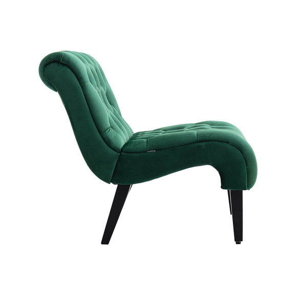 English Elm COOLMORE Velvet Armless Barrel Accent Chair with Solid Wood Frame, Plush Foam Upholstery, Stylish Living Room Seating Green W39550124