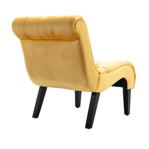 English Elm COOLMORE Velvet Armless Accent Chair with Solid Wood Frame, Curved Foam Seat for Stylish Comfort Mustard W39550127