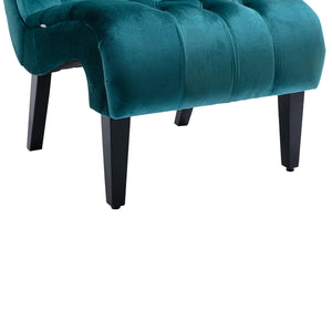 English Elm COOLMORE Velvet Armless Accent Chair with Solid Wood Frame, Curved Foam Seat for Stylish Comfort Teal W39550125