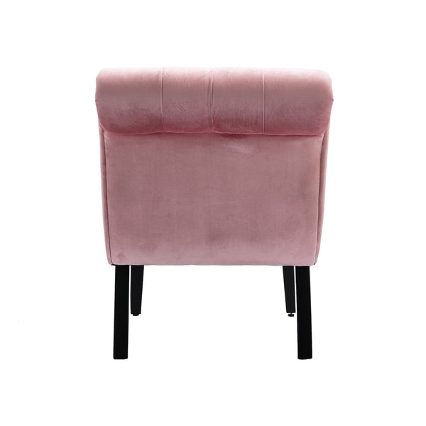 English Elm COOLMORE Velvet Armless Barrel Accent Chair with Solid Wood Frame, Plush Foam Upholstery, Stylish Living Room Seating Pink W39550123