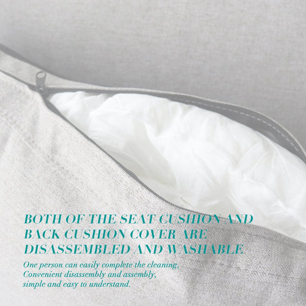 English Elm Linen Upholstered Sectional Sofa With Storage For 5 - Modern Grey Fabric & Removable Covers W1097S00060