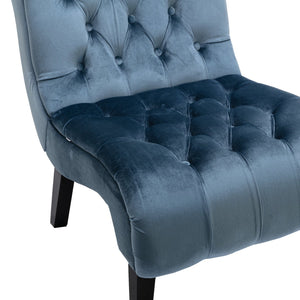 English Elm COOLMORE Velvet Armless Accent Chair with Solid Wood Frame Comfortable Upholstered Barrel Seat Light Blue W39550131