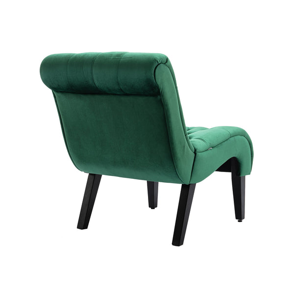 English Elm COOLMORE Velvet Armless Barrel Accent Chair with Solid Wood Frame, Plush Foam Upholstery, Stylish Living Room Seating Green W39550124