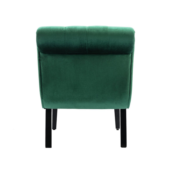 English Elm COOLMORE Velvet Armless Barrel Accent Chair with Solid Wood Frame, Plush Foam Upholstery, Stylish Living Room Seating Green W39550124