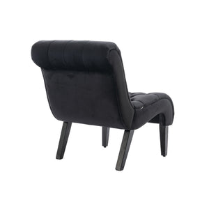 English Elm COOLMORE Velvet Armless Accent Chair with Solid Wood Frame, Curved Foam Seat for Stylish Comfort Black W39550128