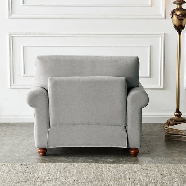 English Elm Living Room Sofa Single Seat Chair with Solid Wood Frame, Plush Polyester Upholstery, 300lb Capacity Grey W109747329