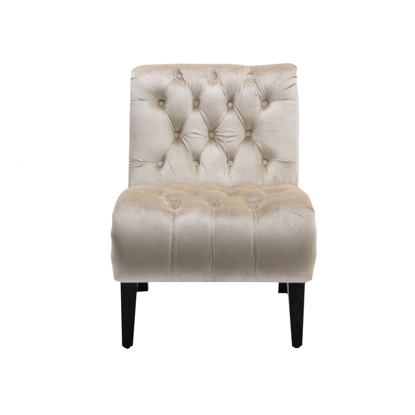 English Elm COOLMORE Velvet Armless Barrel Accent Chair with Solid Wood Frame, Plush Foam Upholstery, Stylish Living Room Seating Beige W39550129