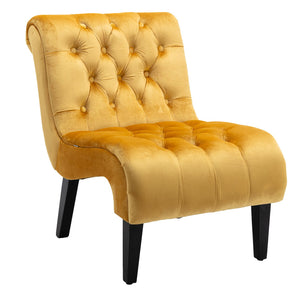 English Elm COOLMORE Velvet Armless Barrel Accent Chair with Solid Wood Frame, Plush Foam Upholstery, Stylish Living Room Seating Mustard W39550127