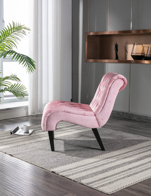 English Elm COOLMORE Velvet Armless Barrel Accent Chair with Solid Wood Frame, Plush Foam Upholstery, Stylish Living Room Seating Pink W39550123