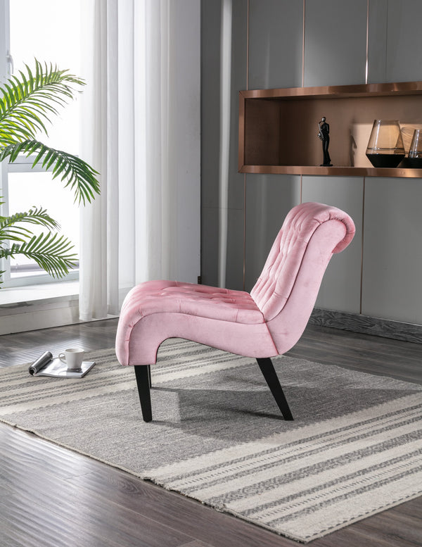English Elm COOLMORE Velvet Armless Barrel Accent Chair with Solid Wood Frame, Plush Foam Upholstery, Stylish Living Room Seating Pink W39550123
