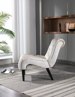 English Elm COOLMORE Velvet Armless Accent Chair with Solid Wood Frame, Curved Foam Seat for Stylish Comfort Beige W39550129