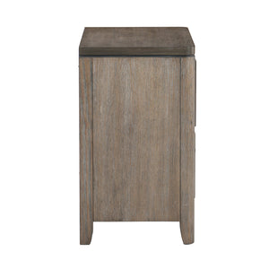 English Elm Transitional Two-Tone Gray & Oak Nightstand with 2 Drawers, Recessed Molding, Metal Bar Handles, 30"x17"x29" B01155797