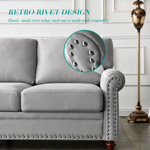 English Elm Linen Upholstered Sectional Sofa With Storage For 5 - Modern Grey Fabric & Removable Covers W1097S00060