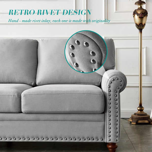 English Elm Linen Upholstered Sectional Sofa With Storage For 5 - Modern Grey Fabric & Removable Covers W1097S00060