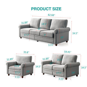 English Elm Living Room Sofa Single Seat Chair with Solid Wood Frame, Plush Polyester Upholstery, 300lb Capacity Grey W109747329