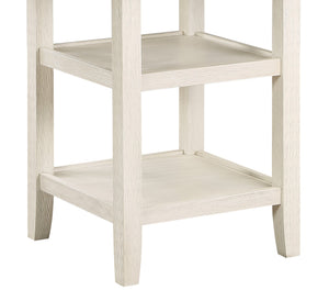 English Elm Brown Asher 42" Round Counter Height Table with Antique White Acacia Finish, 2 Display Shelves, Transitional Dining Accent B01155789