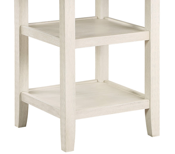 English Elm Antique 5-Piece Counter Height Dining Set With Built-In Shelves & Upholstered Chairs For Cozy Spaces B011S00215