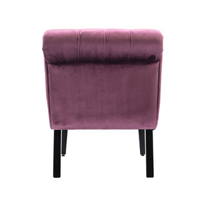 English Elm COOLMORE Velvet Armless Barrel Accent Chair with Solid Wood Frame, Plush Foam Upholstery, Stylish Living Room Seating Purple W39550126