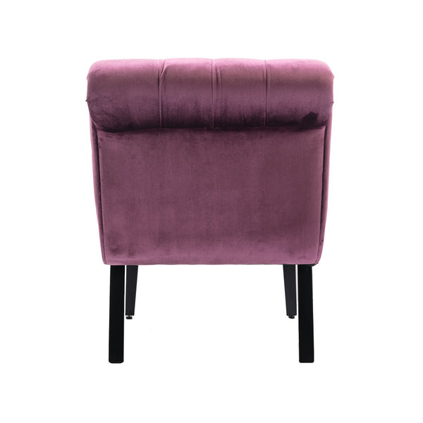 English Elm COOLMORE Velvet Armless Barrel Accent Chair with Solid Wood Frame, Plush Foam Upholstery, Stylish Living Room Seating Purple W39550126