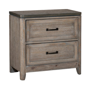 English Elm Transitional Two-Tone Finish 1 Piece Nightstand Of Drawers With Ball Bearing Glides Bed Side Table Bedroom Furniture