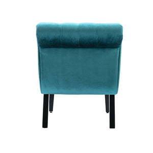 English Elm COOLMORE Velvet Armless Barrel Accent Chair with Solid Wood Frame, Plush Foam Upholstery, Stylish Living Room Seating Teal W39550125