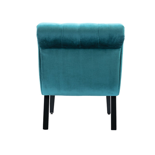 English Elm COOLMORE Velvet Armless Barrel Accent Chair with Solid Wood Frame, Plush Foam Upholstery, Stylish Living Room Seating Teal W39550125