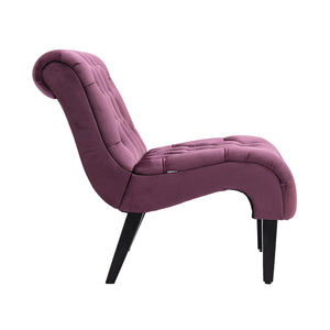 English Elm COOLMORE Velvet Armless Accent Chair with Solid Wood Frame, Curved Foam Seat for Stylish Comfort Purple W39550126