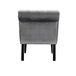 English Elm COOLMORE Velvet Armless Accent Chair with Solid Wood Frame Comfortable Upholstered Barrel Seat Silver W39550130