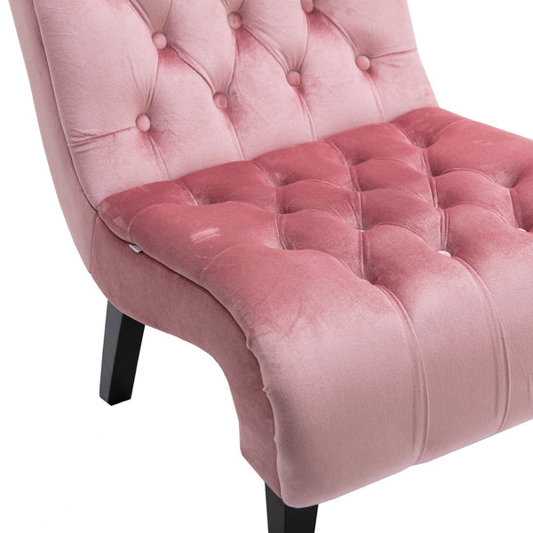 English Elm COOLMORE Velvet Armless Barrel Accent Chair with Solid Wood Frame, Plush Foam Upholstery, Stylish Living Room Seating Pink W39550123