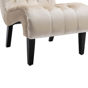 English Elm COOLMORE Velvet Armless Accent Chair with Solid Wood Frame, Curved Foam Seat for Stylish Comfort Beige W39550129