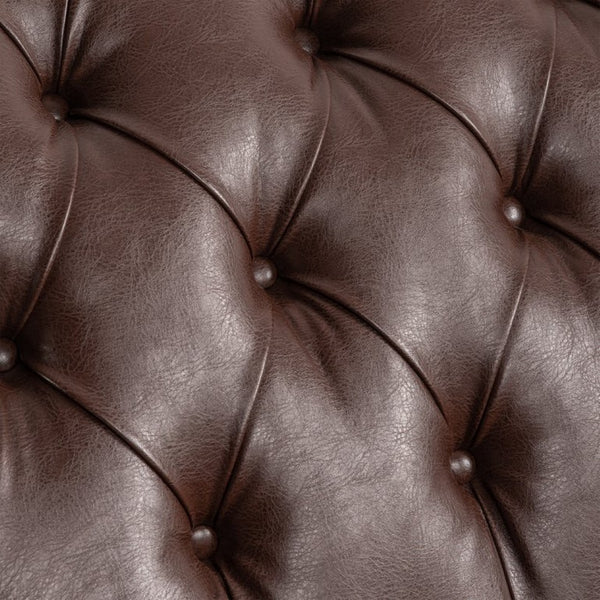 English Elm Tufted Armless Chaise Lounge with Birch Legs Deep Seat Velvet Upholstered Accent Dark Brown W68039273
